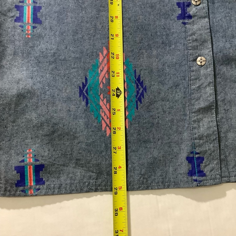 Denim & Co Button Down Chambray Shirts Western 100% Cotton - Picture 10 of 11